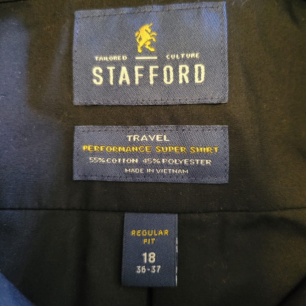 Stafford Size 18, Sleeve 36/37 Men's Black Button-Up Shirt - Picture 2 of 3
